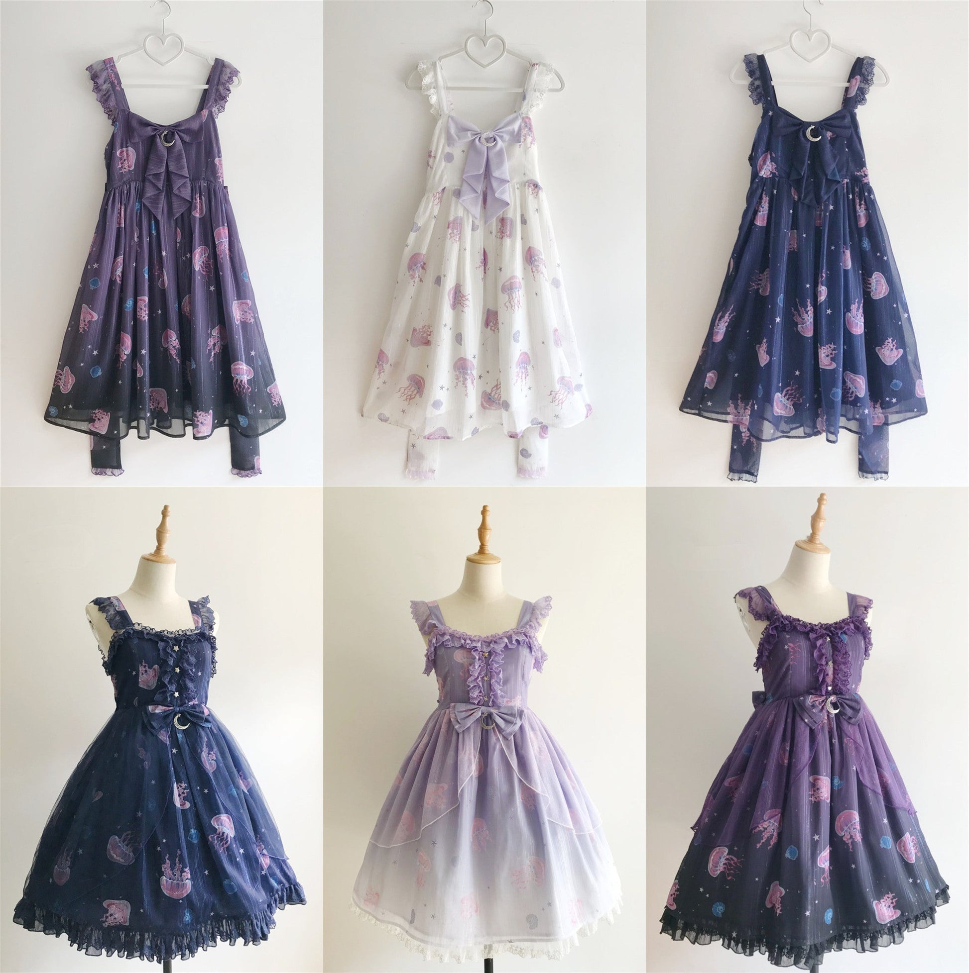 LilithEye - Jellyfish Meteor - Chiffon Fairy Jellyfish Printed Lolita JSK