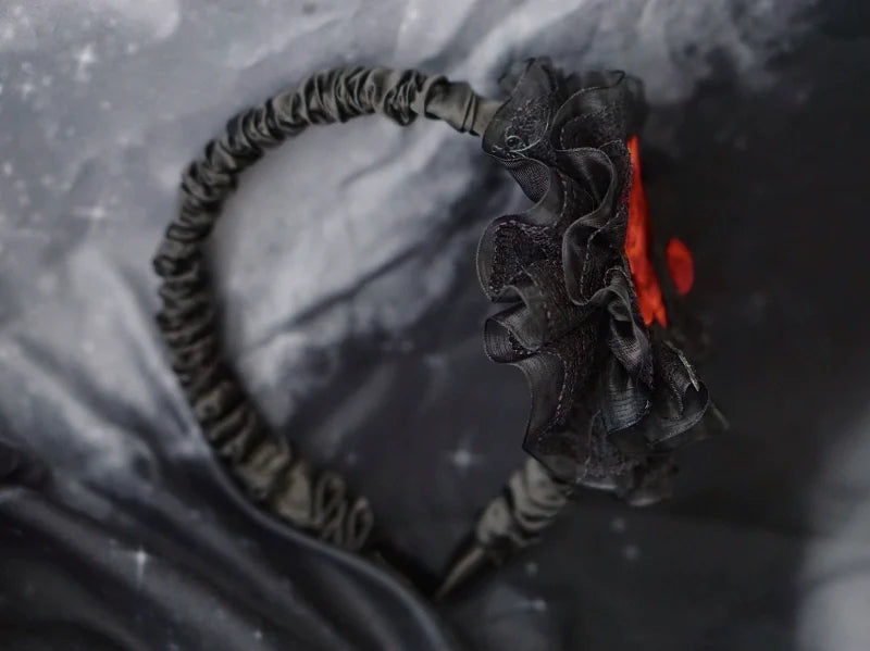 Strange Sugar - Gothic Lolita KC Black Wine Red Ruffled Bow Hair Accessories