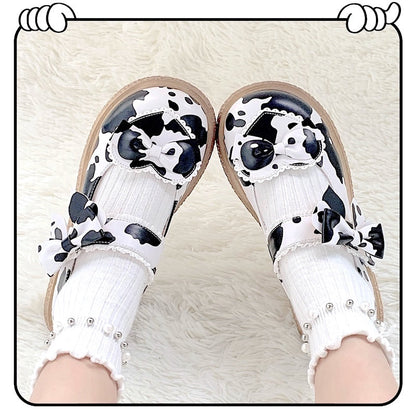 Lixing Luo - Cute Milkmaid Round Toe Multicolor Lolita Shoes