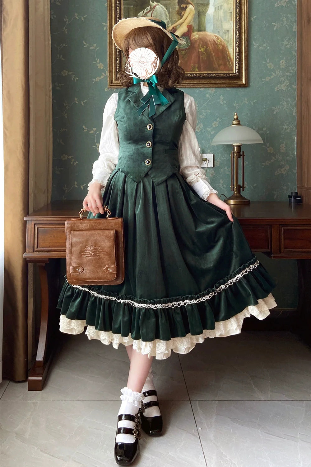 Miss Point - Rose Doll - Retro Lolita Vest Velvet Lolita Waistcoat