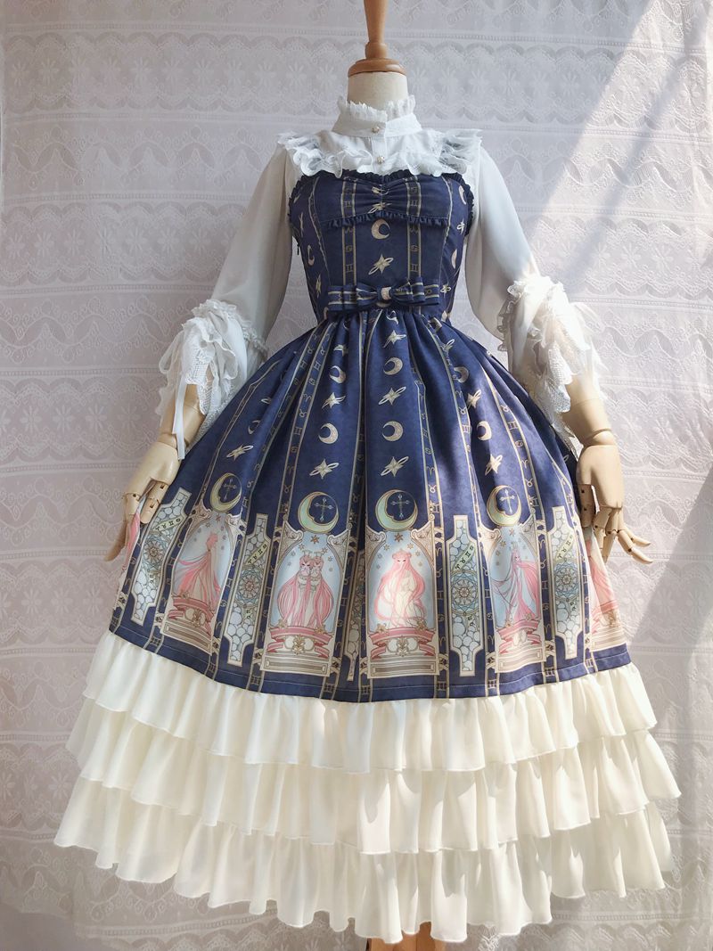 Yilia - Constellation Printing Chiffon Lolita JSK Dress