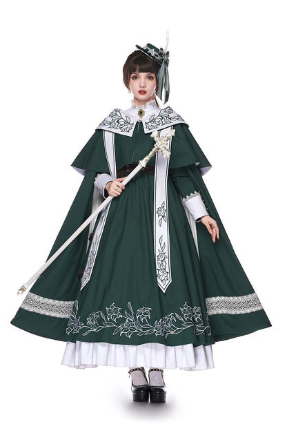 Youpairui - Lobnya - Gothic Nun Lolita Green OP Dress Set