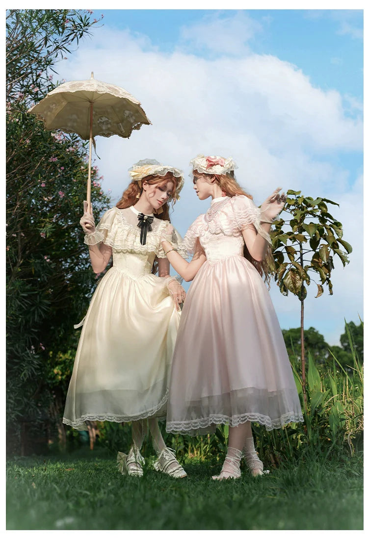 With PUJI - Morning Mist Estate - Twins Classic Lolita OP Dress, Edward Collar