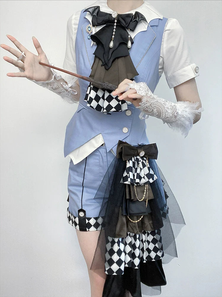 Forest Fluorescent Carps - The Judge's Game - Light Blue Ouji Lolita Shorts, Short Sleeve Shirt