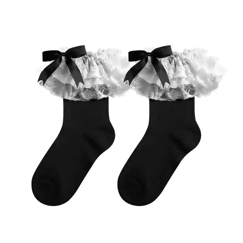 WAGUIR - Lolita Bow Cotton Socks Lace Socks