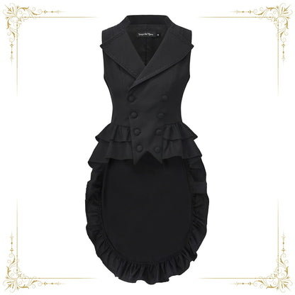 Immortal Thorn - Silent Agent - Ouji Lolita Black Vest Coat