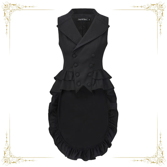 Immortal Thorn - Silent Agent - Ouji Lolita Black Vest Coat