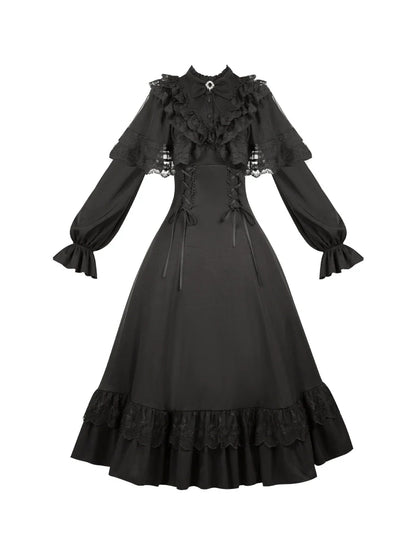 With PUJI - White Daylight - Elegant Lolita Long Sleeve OP Dress, Side Zipper