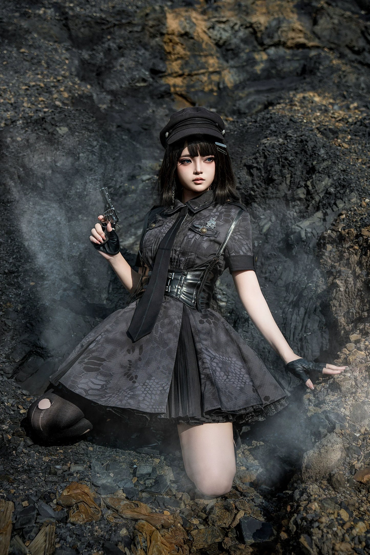 Your Highness - Iron Rose Black Mamba - Gothic Lolita OP Nurse Military Lolita Dress