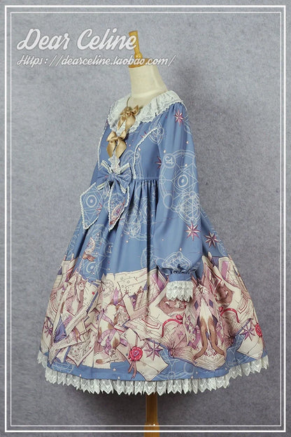 Dear Celine - Cat Professor's Magic Class - Daily Lolita OP Dress Long Sleeve Dress