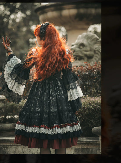 Alice in Wonderland - Undead Rider - Gothic Lolita OP Dress Winter Princess Sleeve Dress