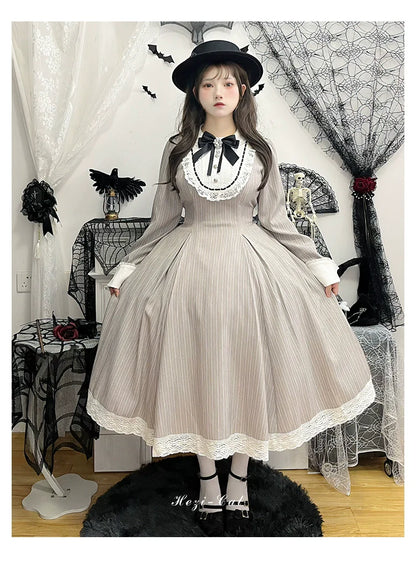Hezi's Cat Haven - Black Cat Butler - Maid Lolita OP Dress Elegant Black and White Dress