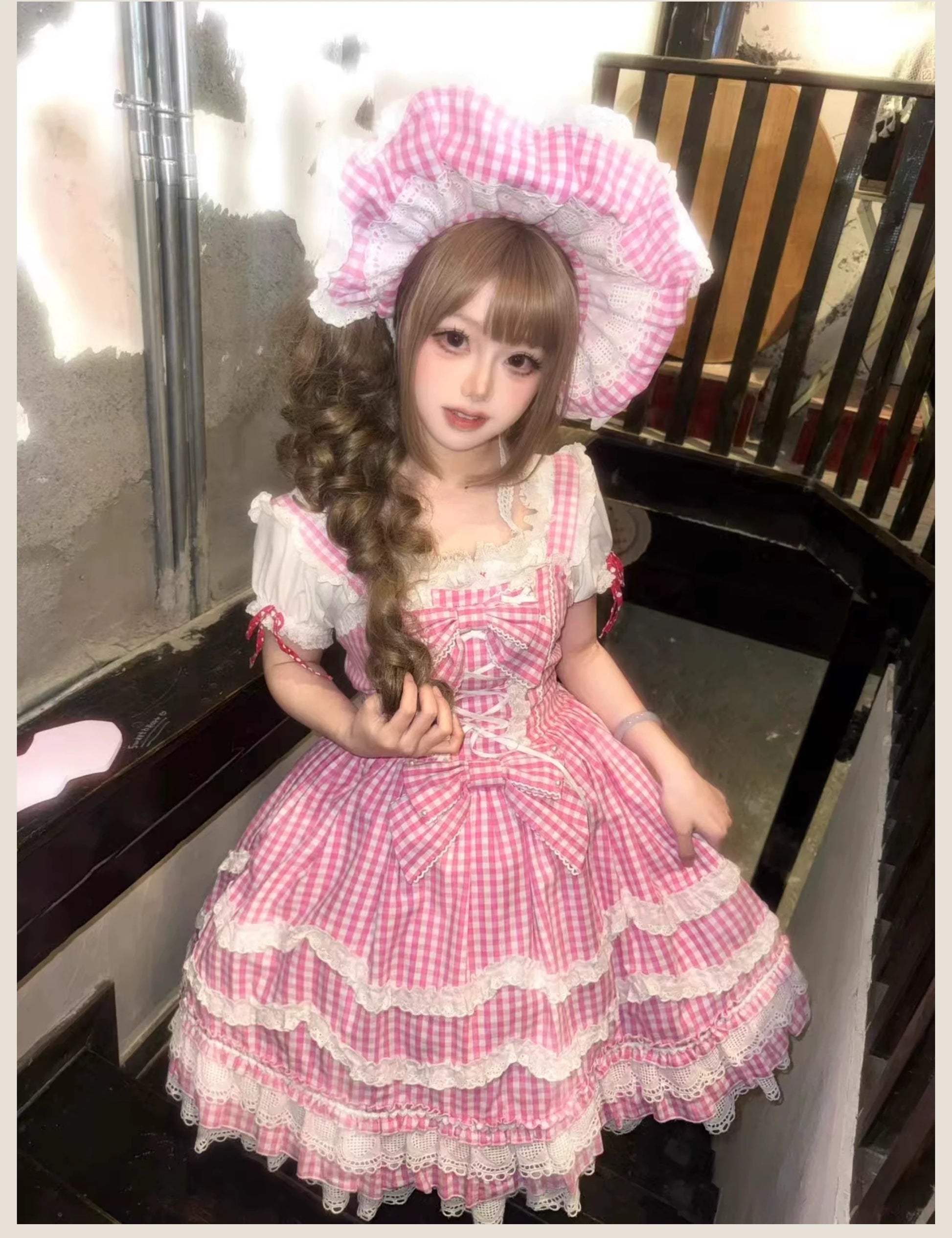 TaTaTa Lolita - Plaid Baileys - Old School Lolita Pink Plaid JSK