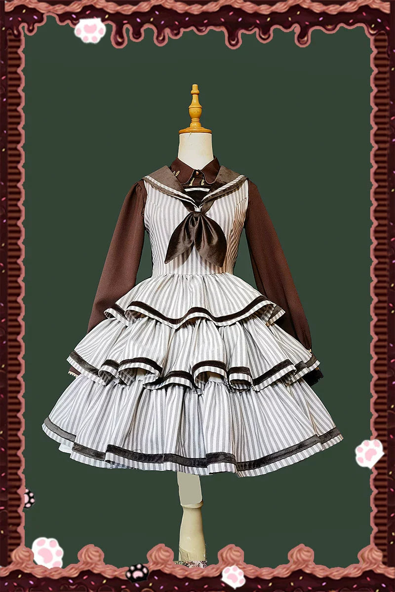 Infanta - From Afar - Vintage Striped Peppy-Style Lolita JSK & Cape