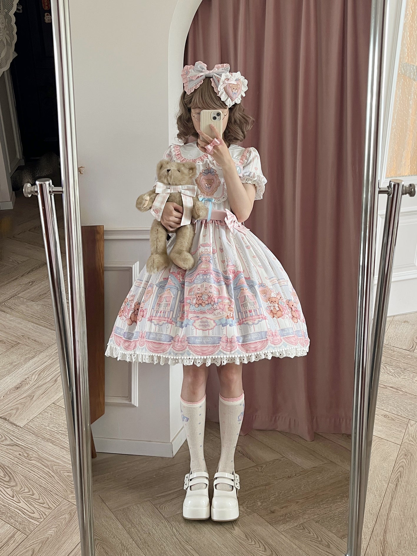 Eternity Spring - Barbie Bear - Sweet Lolita Bear Print JSK and OP