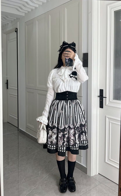 Little Bear - Gothic Lolita Black and White Striped JSK Set