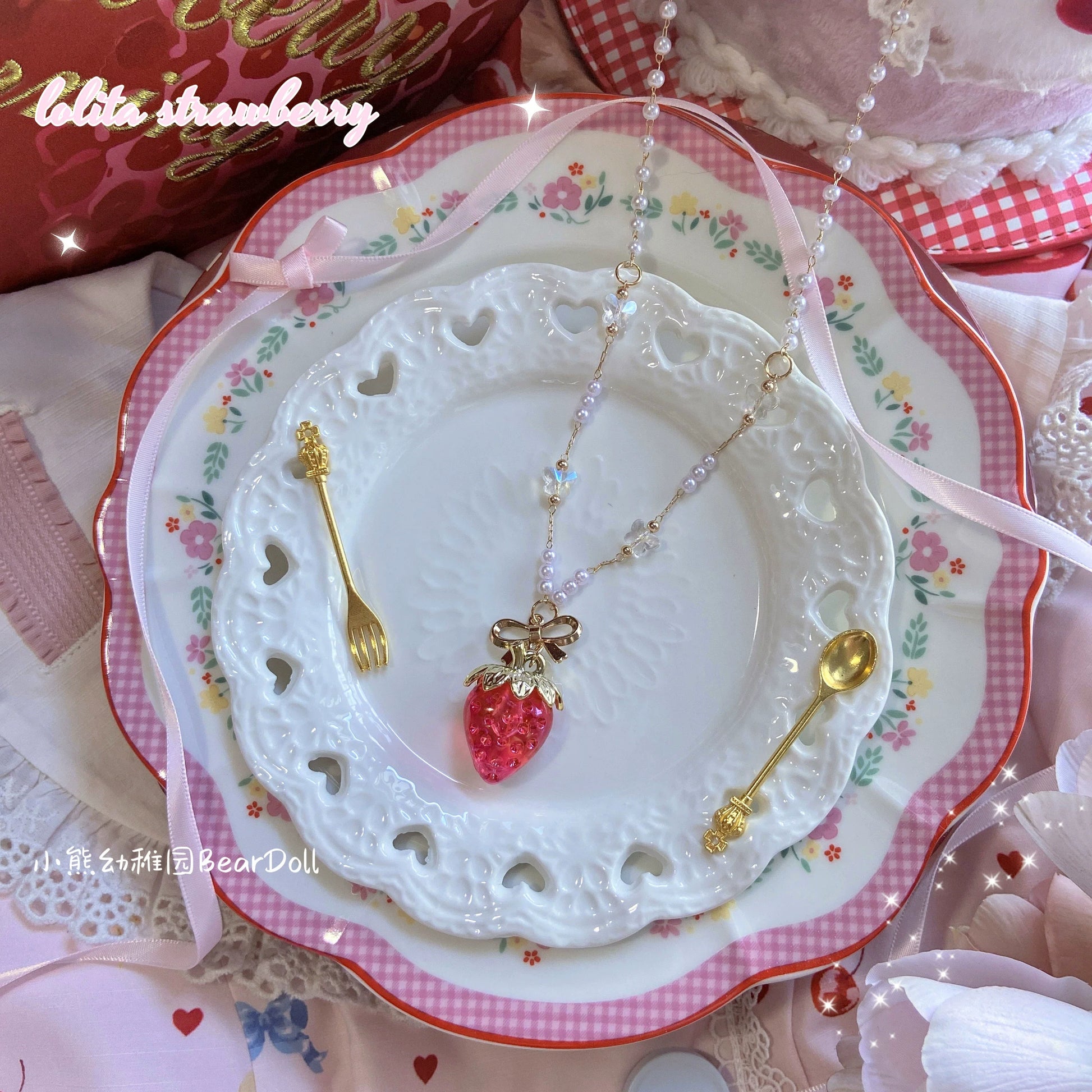 Bear Doll - Sweet Lolita Necklace Strawberry Charlotte Necklace