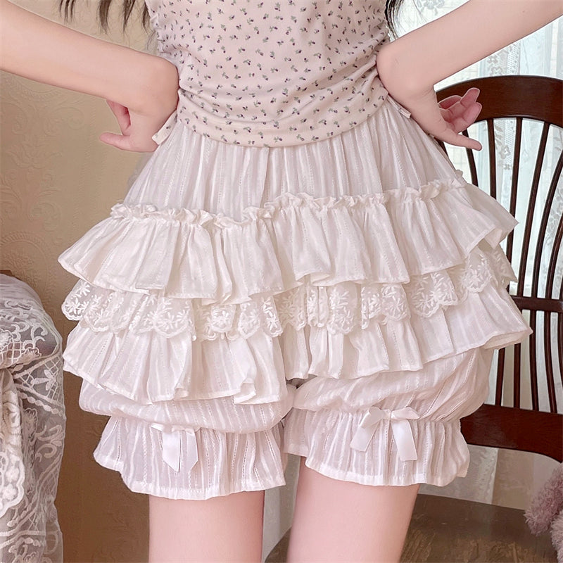 Sugar Girl - Cotton Sweet Lolita Bloomers, Tiered Ruffle