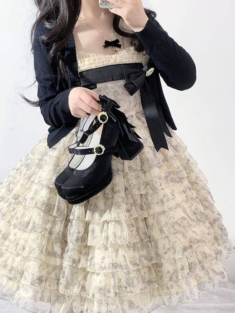 Dreamland - Dreamlike Lily of the Valley - Classic Lolita Platform Shoes with Back Large Bow