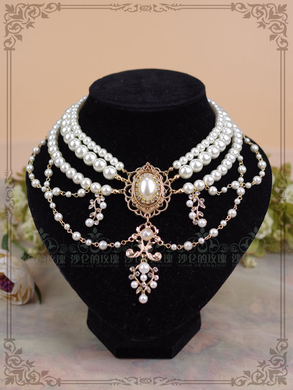 Rose of Sharon - Baroque Layered Pearl Lolita Necklace
