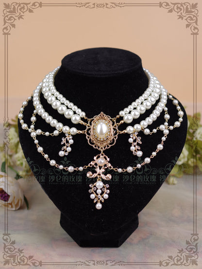 Rose of Sharon - Baroque Layered Pearl Lolita Necklace