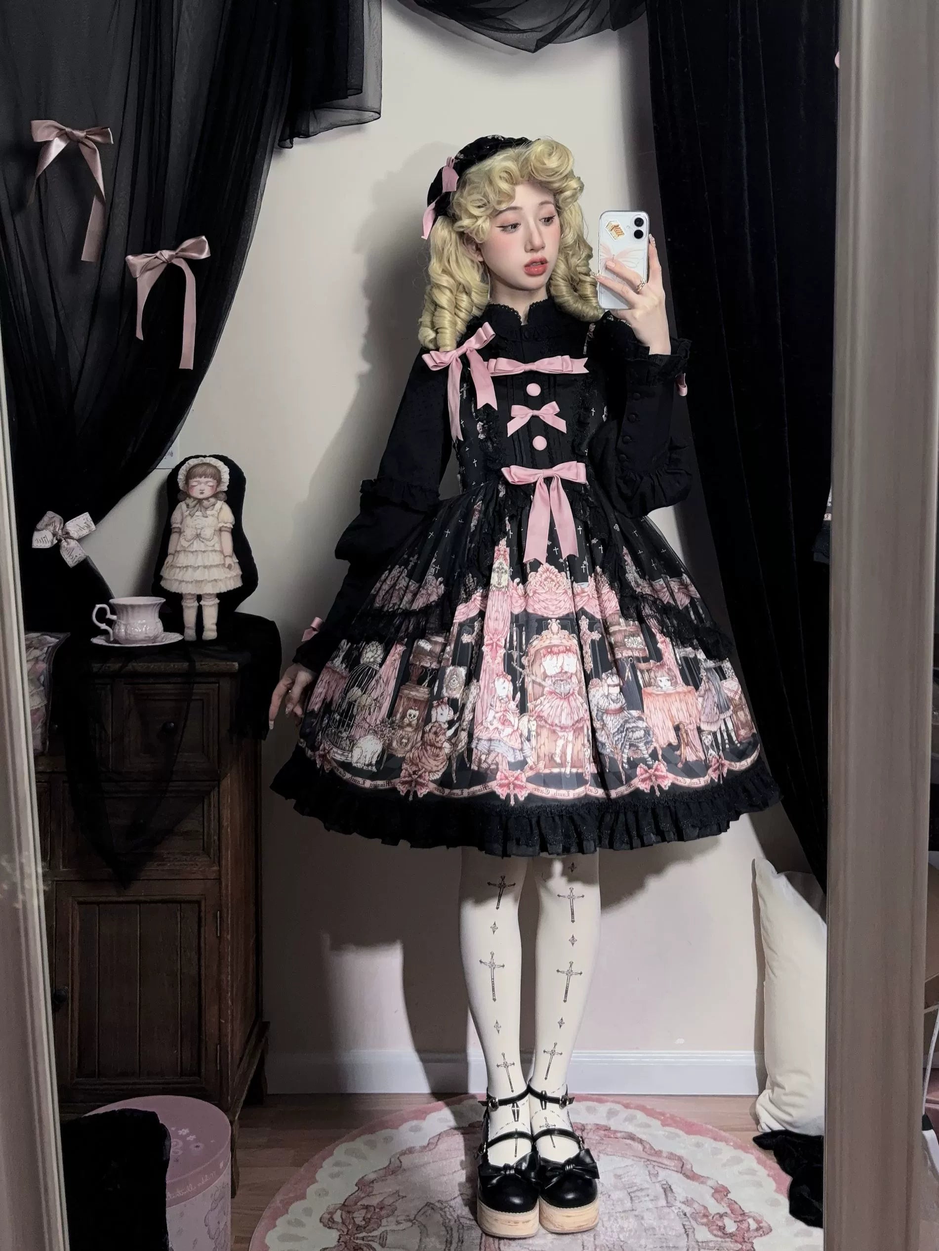 Uncle's Workshop - Missing Lamb Case - Gothic Lolita Dress Set with Sheep Prints