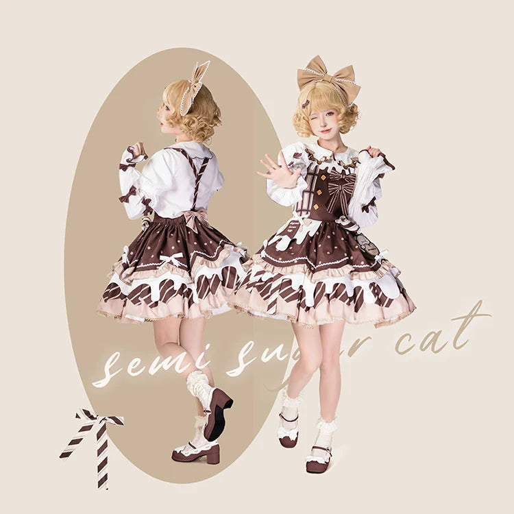 Half Sweet Lolita - Chocolate Milk Pie - Sweet Lolita Jumper Dress Summer Salopette