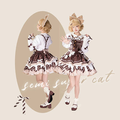 Half Sweet Lolita - Chocolate Milk Pie - Sweet Lolita Jumper Dress Summer Salopette