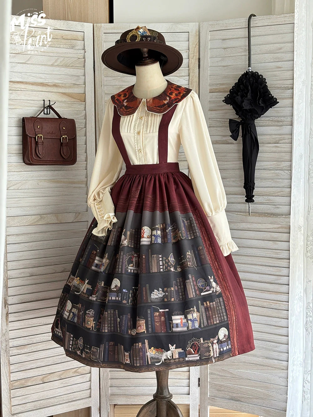 Miss Point - German Bookshelf - Classic Lolita SK, Detachable Suspenders