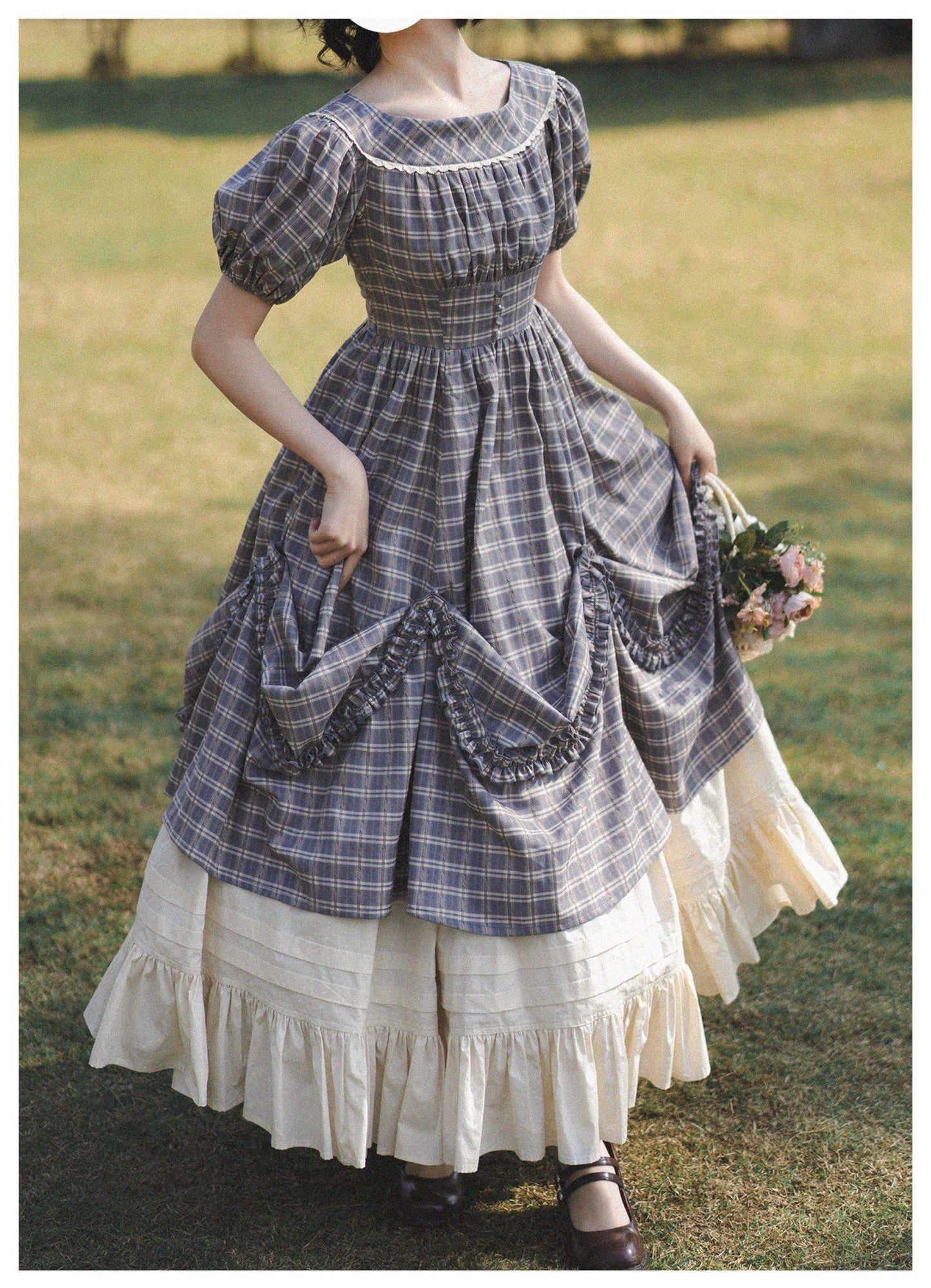 Forest Wardrobe - Forest Picnic - Classic Lolita OP Dress with Off-Shoulder and Lifting Hem
