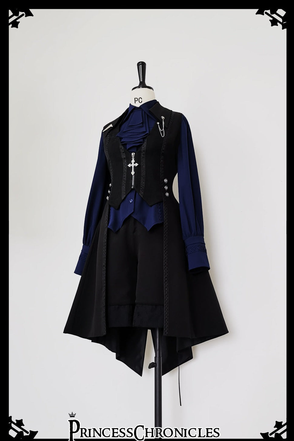 Princess Chronicles - Black and Blue - Male Lolita Ouji Swallowtail Vest