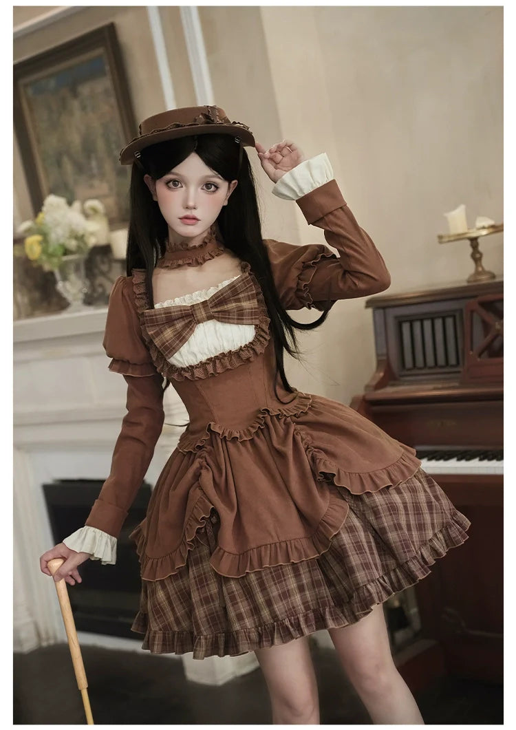 With PUJI - Oak Hymn - Classic Lolita Plaid OP Suit, Side Zipper