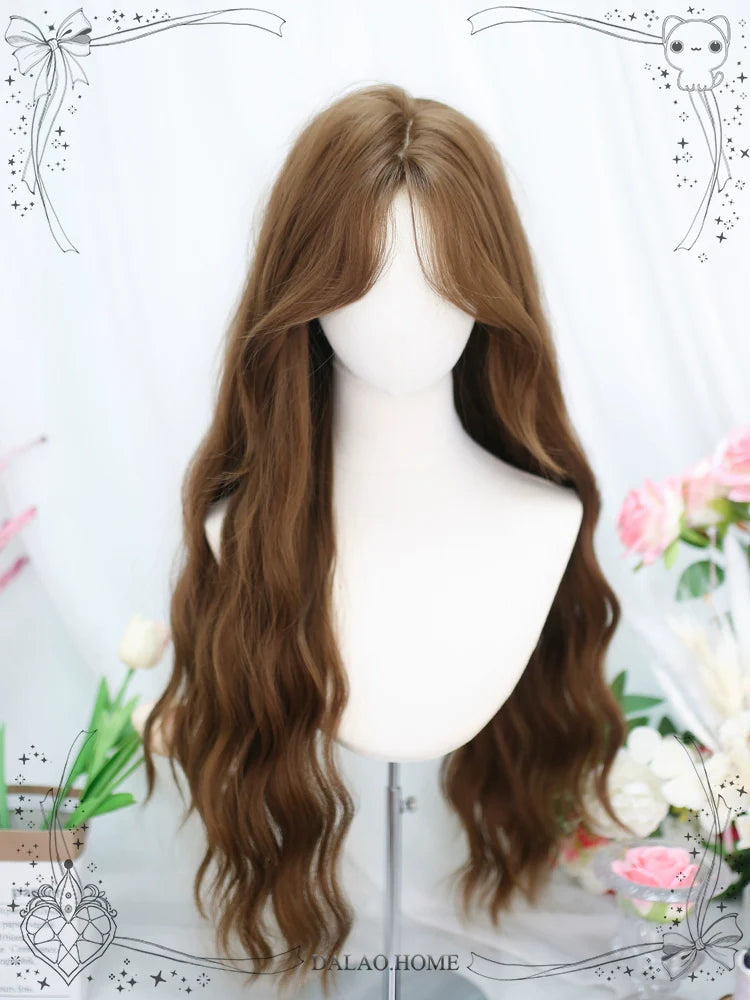 Dalao - Lolita Wig Long Curly Hair With Water Waves French Bangs