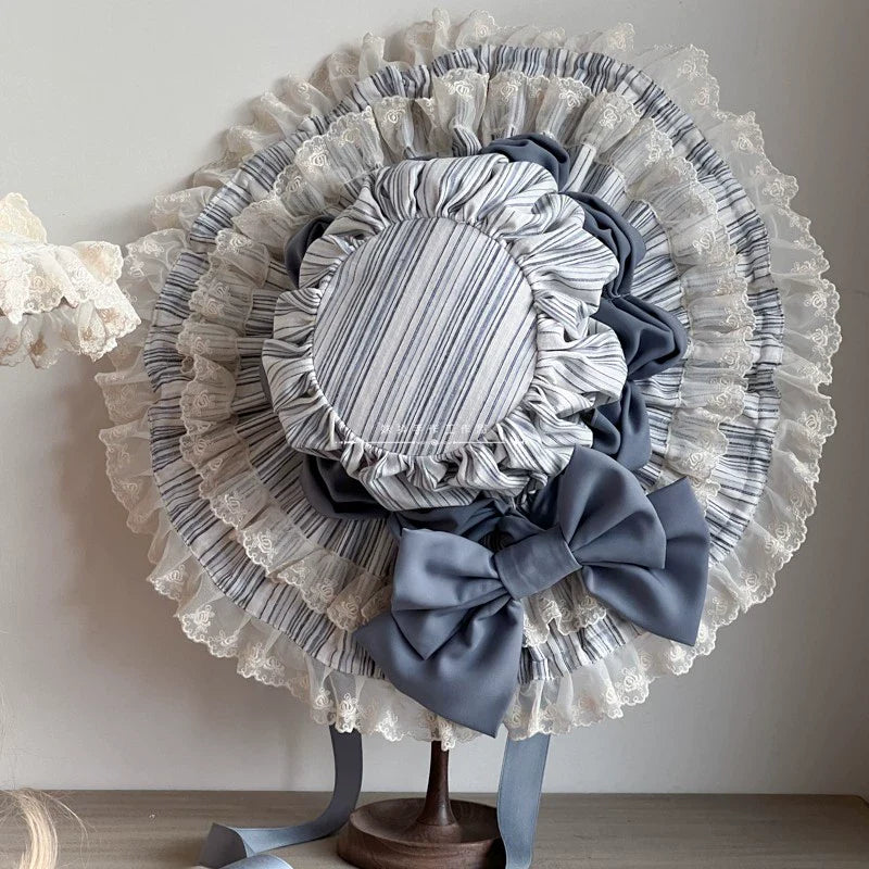 MAID - Vintage Lolita Hat Striped Lace Hat