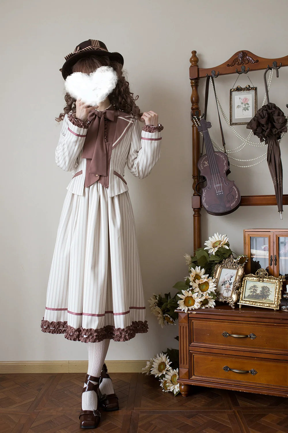 Miss Point - Classical Chocolate - Classic Lolita Skirt Elegant Striped SK