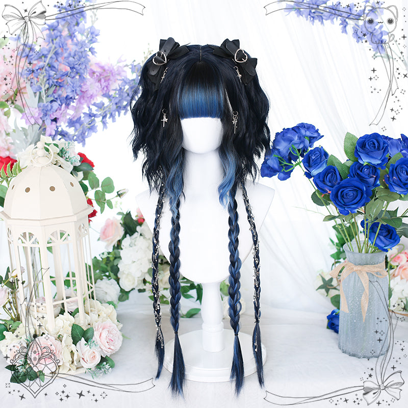 Dalao Home - Water Blue - Long Straight Gradient Princess Cut Wig