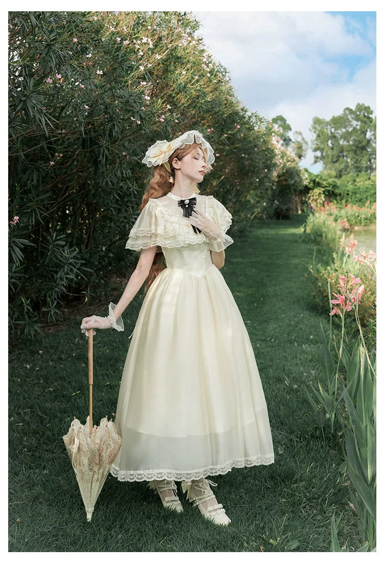 With PUJI - Morning Mist Estate - Twins Classic Lolita OP Dress, Edward Collar