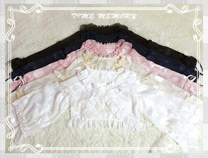 Time Memory - Xianbei - Sweet Lolita Chiffon Lantern Sleeve Cardigan with Bow
