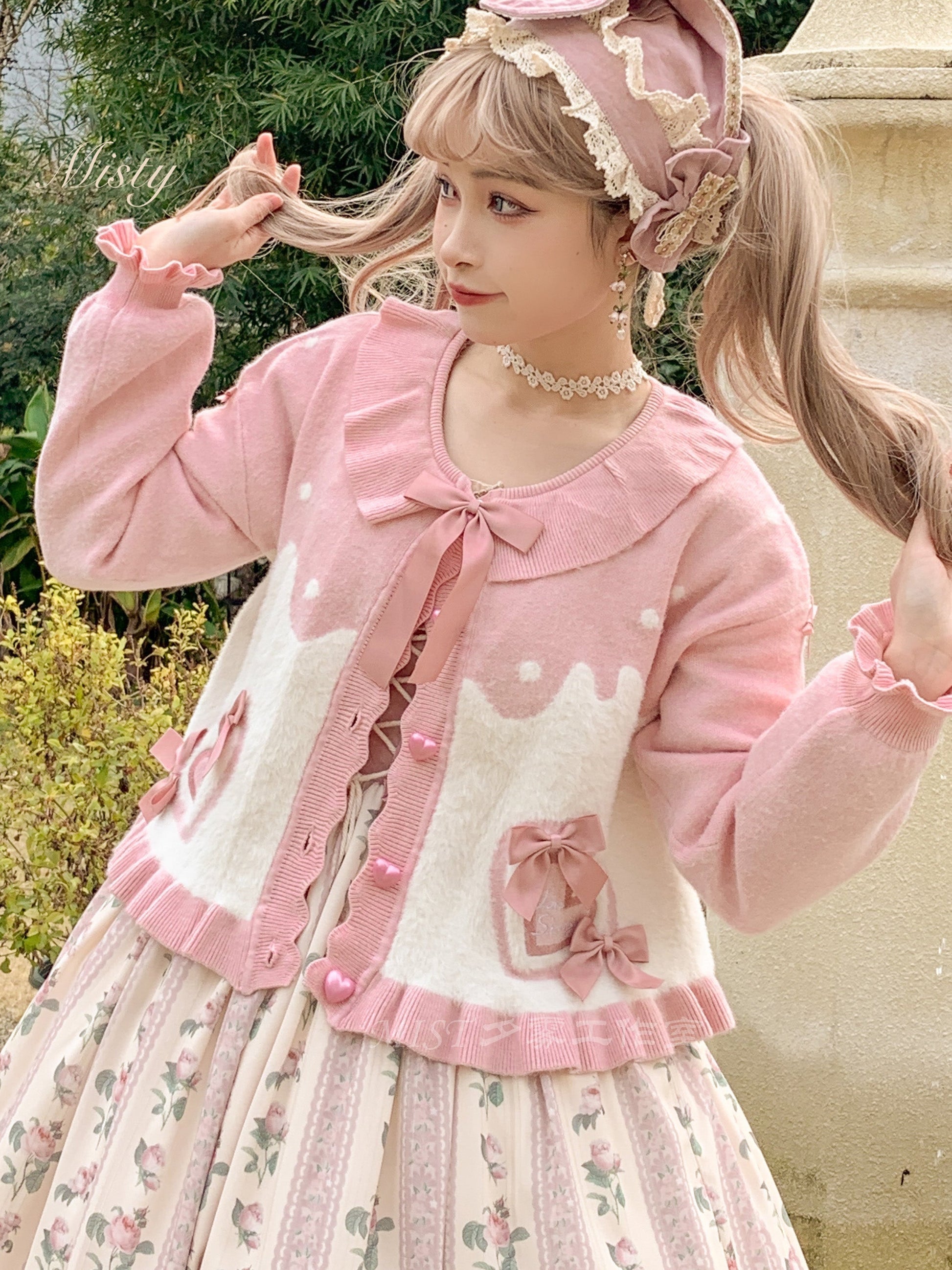 MIST - Beating Heart - Sweet Lolita Thick Sweater Coat Puff Sleeve