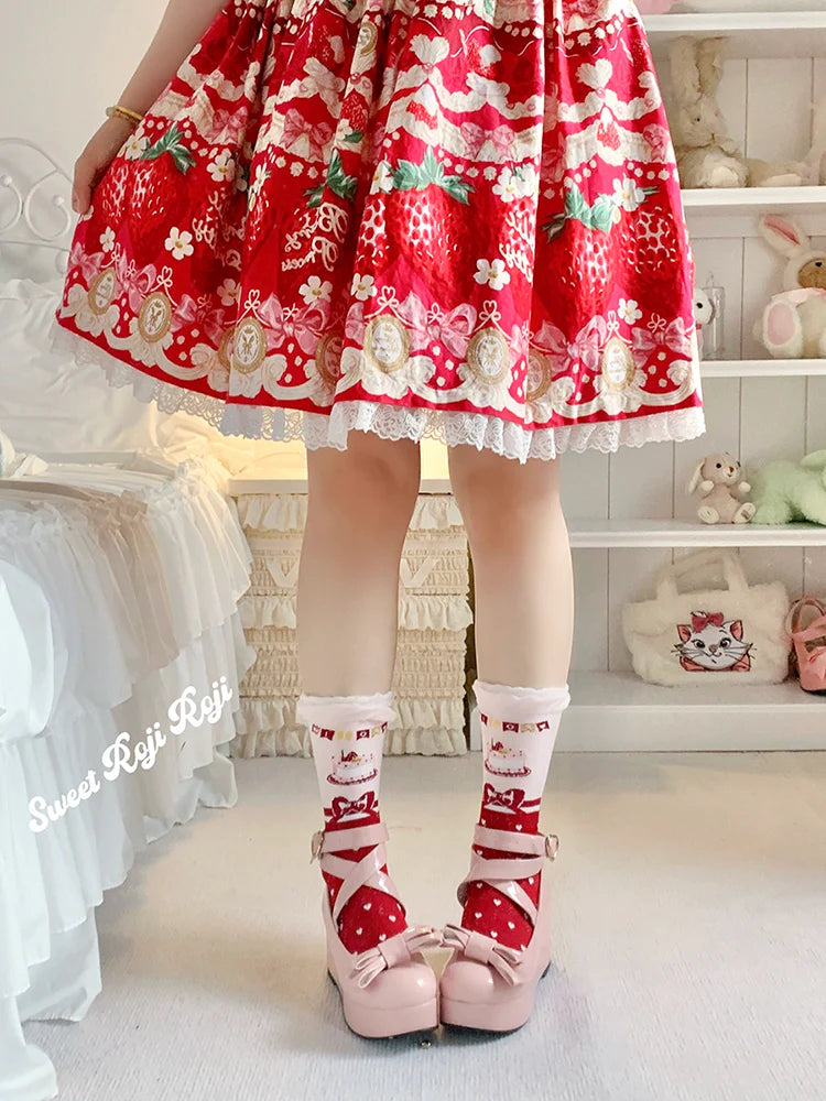 Roji Roji - Sweet Lolita Socks Cake Pattern Winter Socks