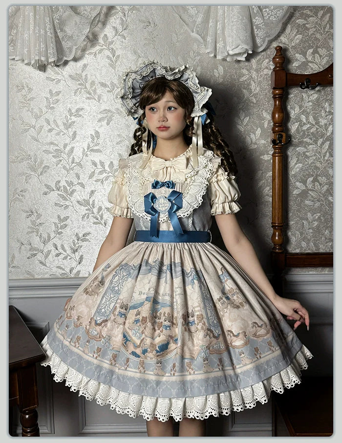 Alice Girl - Sea Salt Fairytale - Sweet Lolita JSK Doll-like Lolita Printed Dress