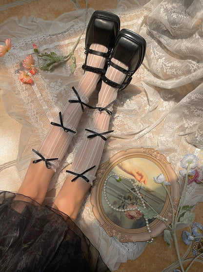 WAGUIR - Sweet Lolita Mid-Calf Socks 3-Layer Lace Mesh Fairy Thin Socks