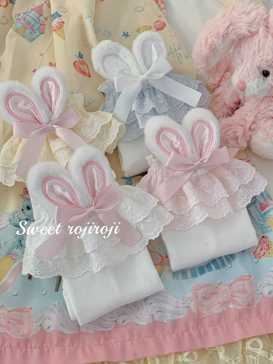 Roji roji - Cotton Lolita Bunny Ear Socks Summer Bow Short Socks