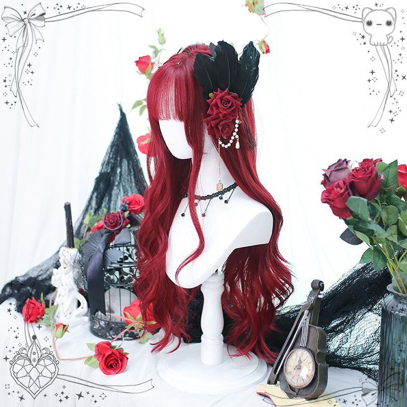 Dalao Home - Burning - Wine-red Long Curly Lolita Wig
