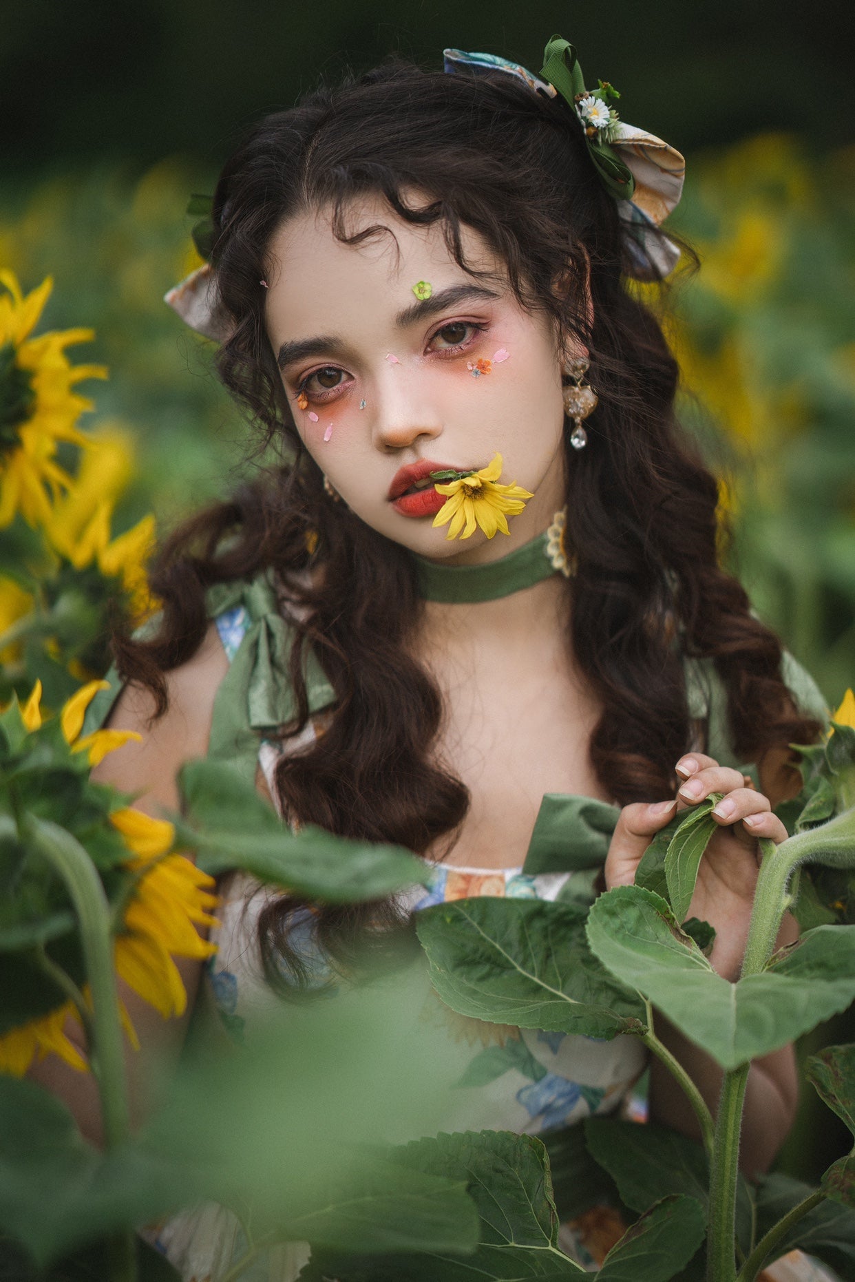 Akiyama Future Studio - Sunflower Print Lolita JSK Dress in Breathable Light Fabric