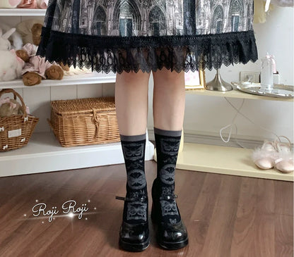 Roji Roji - Sweet Lolita Cotton Socks, Detachable Cuff Bow Trim