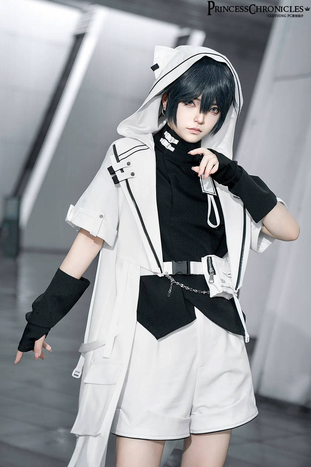 Princess Chronicles - White Cat - Futuristic Style Cool Lolita Pants Suit With Cat Ear Coat