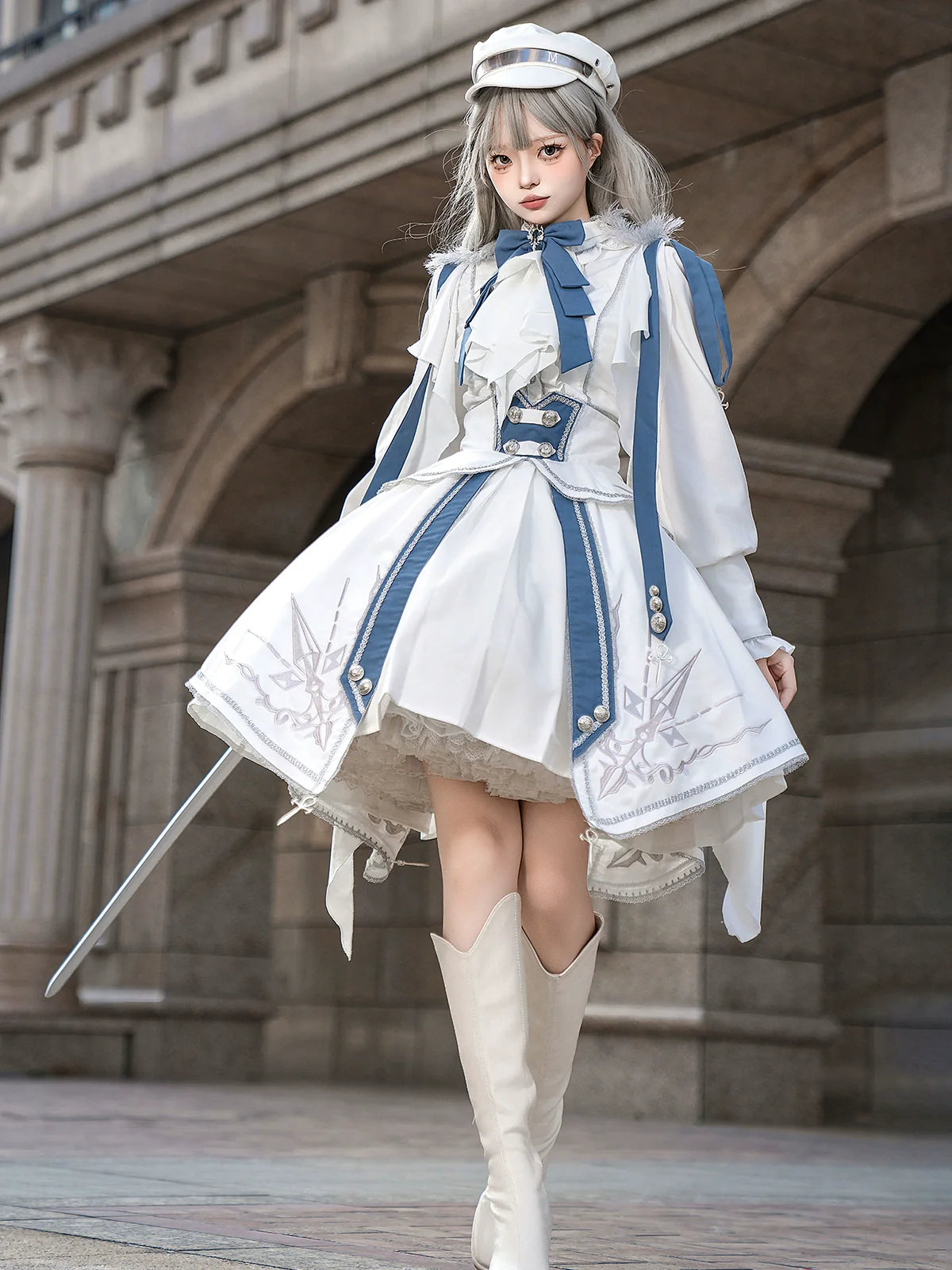 Designer's Gift - Luminous Cavalier - Military Lolita Skirt Set Long-Sleeved Shirt