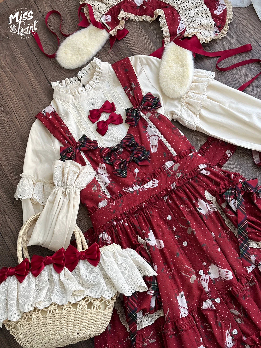 Miss Point - Forest Berry Bunny - Sweet Lolita JSK Elegant Bunny Print Dress