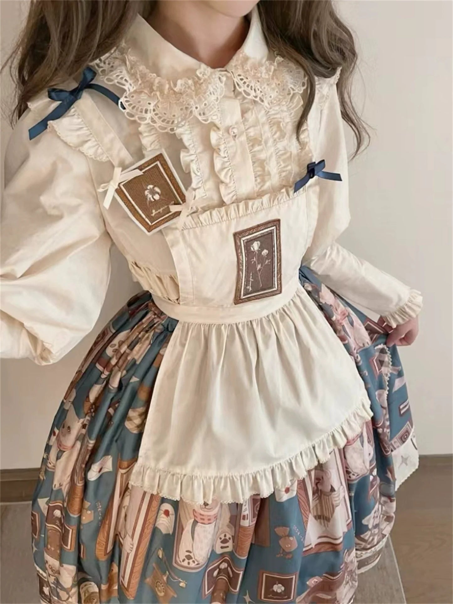 Babyblue - Gretel Bear - Vintage Lolita Dress Teddy Bear Prints Dress